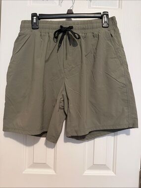 Men's Olive Performance Drawstring Athletic Shorts